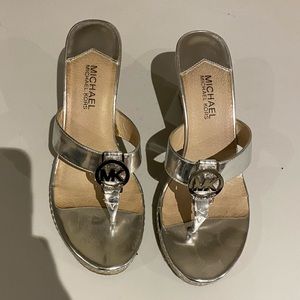 Michael Kors Metallic Silver Wedge Sandals
